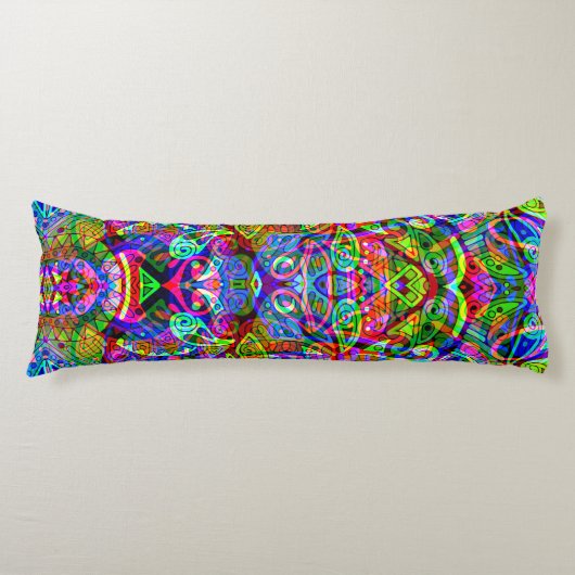 Sketting Fantasy Art - Abstracte Neon Shift 3 Lichaamskussen (Voorkant)