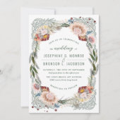 Sketting Flowers Unique White Wedding Invitation (Voorkant)
