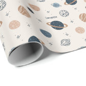 Skettingpatroon voor zonnesysteem cadeaupapier (Rol Hoek)