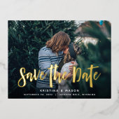 Skettingscript | Foto Wedding Save the Date Folie Uitnodiging Briefkaart (Voorkant)