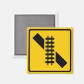 Skewed Rail Crossing Highway Sign Magneet (Voorkant / Achterkant)