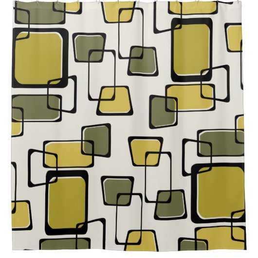 Skewed Squares Mideeuw Pattern Chartreuse Douchegordijn (Voorkant)