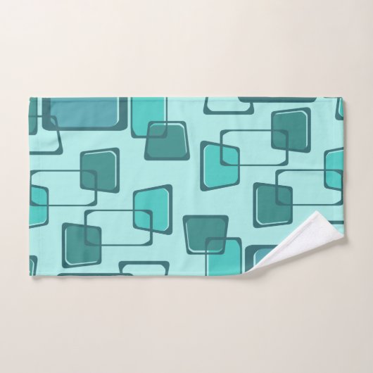 Skewed Squares Mideeuw Turquoise Bad Handdoek (Handdoek)