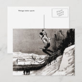 ski-afbeelding, dat naar de afwerking springt briefkaart (Voorkant / Achterkant)