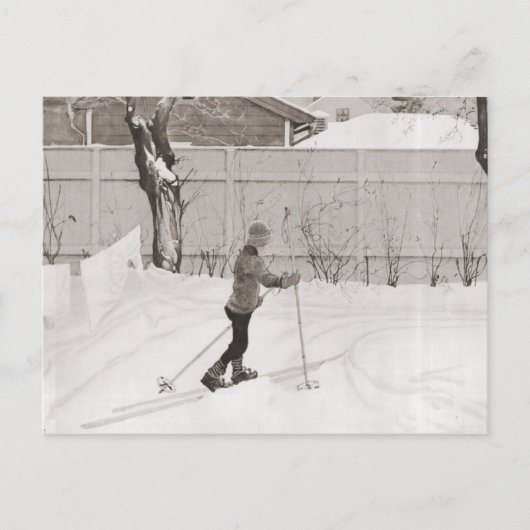 ski-afbeelding, leren skiën briefkaart (Voorkant)