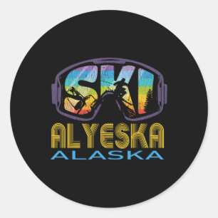 Ski Alyeska Alaska Ski Vakantie Ronde Sticker