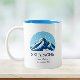 Ski Apache New Mexico skioord souvenir Tweekleurige Koffiemok