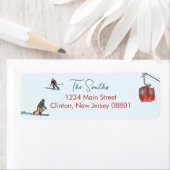 Ski Aquarelle Moderne Adresse de retour Étiquette (En situation)