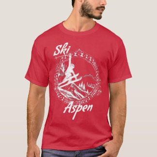 Ski Aspen, Colorado  Retro Snow Skiing Vacat T-shirt