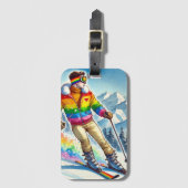 Ski avec fierté - étiquette bagage (Devant Vertical)