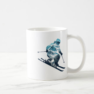 Ski-avontuur Berg Silhouet Skiër  Koffiemok