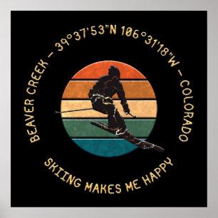 Ski Beaver Creek, Colorado - Man skiër gele tekst Poster