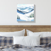 Ski Berg Aquarel Canvas Afdruk (Insitu (Slaapkamer))