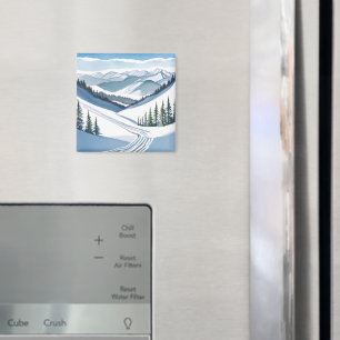 Ski Berg Aquarel Magneet