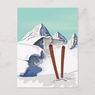 Ski bergen briefkaart