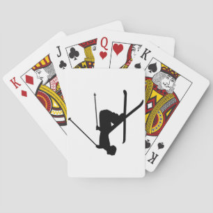 Ski Black Silhouette Pokerkaarten
