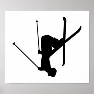 Ski Black Silhouette Poster