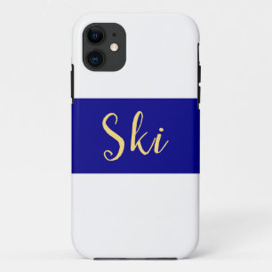 SKI Breed Helder Royal Blauw Winter Wit Strepen iPhone 11 Hoesje