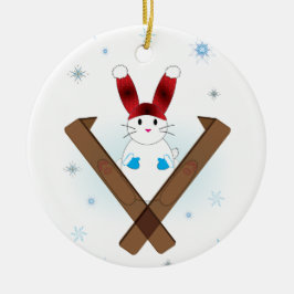 Ski Bunny Keramisch Ornament