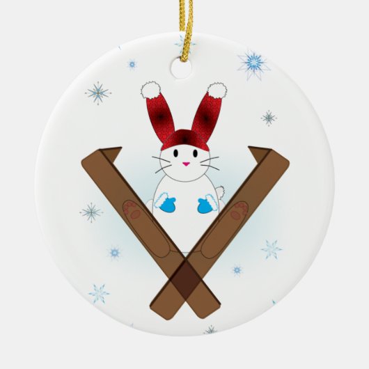 Ski Bunny Keramisch Ornament (Voorkant)