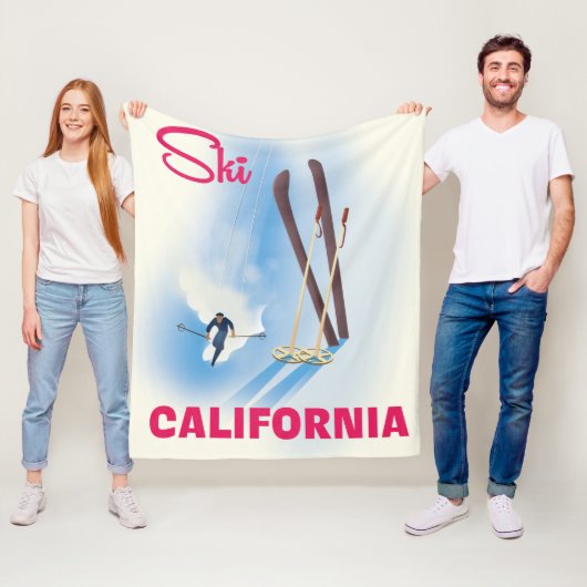 Ski California Reisposter Fleece Deken (In situ)