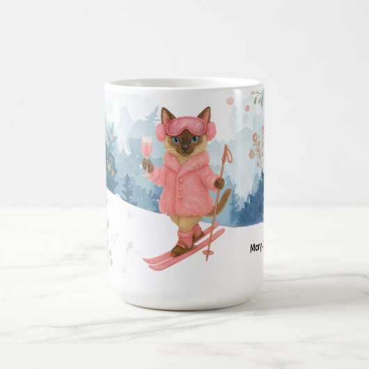 Ski Cat skiet in Roze Bachelorette-feestje  Koffiemok (Center)