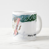 Ski Cat skiet in Roze vrijgezellenfeest  Extra Grote Beker (Voorkant rechts)