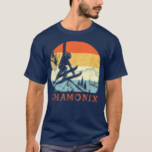 Ski Chamoni, Frankrijk, Vintage Retro Snow Skiing T-shirt