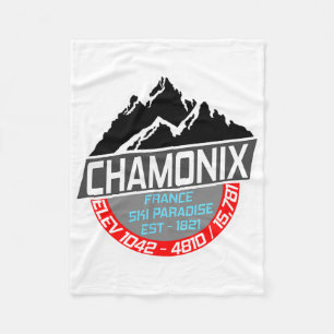 Ski Chamonix T Shirt Mont Blanc Frankrijk Skiën Pa Fleece Deken