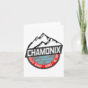 Ski Chamonix T-shirt Mont Blanc Frankrijk Skien Pa Kaart