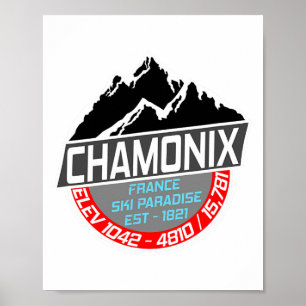 Ski Chamonix T Shirt Mont Blanc Frankrijk Skiën Pa Poster