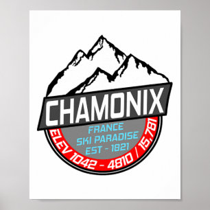 Ski Chamonix T Shirt Mont Blanc Frankrijk Skiën Pa Poster