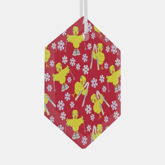 Ski Chick Pattern Glas Ornament (Voorkant Rechts)