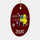 Ski Chick Tekst Keramisch Ornament (Rechts)