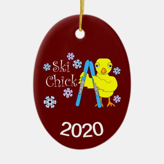 Ski Chick Tekst Keramisch Ornament (Voorkant)