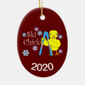 Ski Chick Tekst Keramisch Ornament (Achterkant)