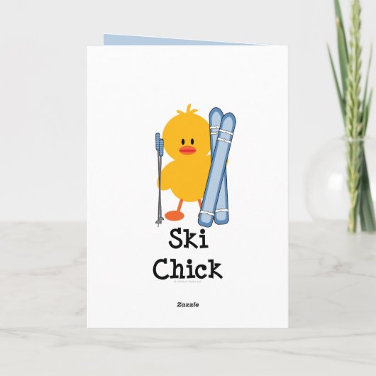Ski Chick Wenskaart Kaart (Achterkant)