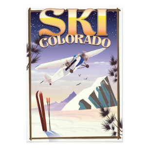 Ski colorado vintage reisposter foto afdruk
