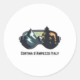 Ski Cortina D'ampezzo Italië Mountainskiën T Manne Ronde Sticker