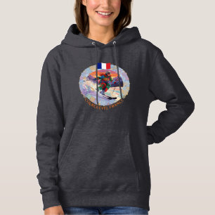 Ski Courchevel, Frankrijk, vrouwelijke skiër Hoodie