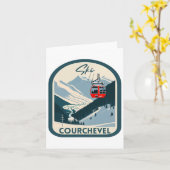 Ski Courchevel Retro stijl Courchevel Skii Kaart (Gele Bloem)