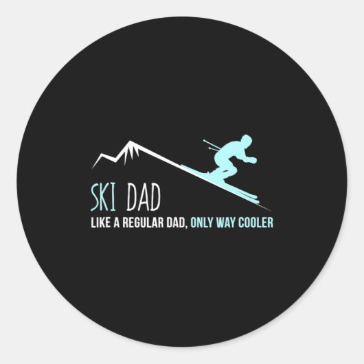 Ski Dad Funny Cute Winter Skiing Gift  Ronde Sticker (Voorkant)