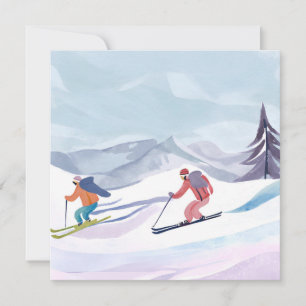 Ski Dag   Watercolor Winter Bergkaart