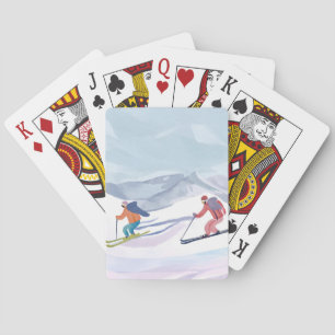 Ski-dag Watercolor Winterberg Pokerkaarten