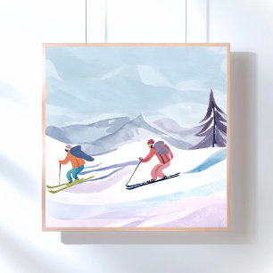 Ski Dag   Waterverf Winterberg Poster