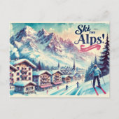 Ski de Alpen Briefkaart (Voorkant)