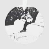 Ski de descente - Ski ! Ornement en céramique (devant)