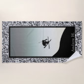 Ski de neige Pebble noir blanc serviette de plage (Devant)