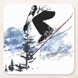 Ski de Rockies - Banff Nederland Vierkante Kartonnen Onderzetter