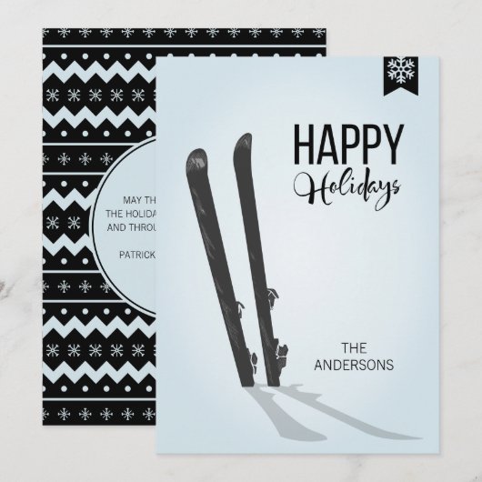 Ski d'hiver Bonne Carte de vacances (Devant / Derrière)
